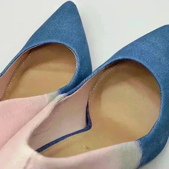 ShoeDazzle High Heels Pumps Denim Size 7.5 Light BLUE SOFT PINK Stiletto Pointed - Picture 10 of 12